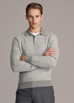 Swetry Ralph Lauren Cashmere Polo-Collar Sweater Męskie Głęboka Szare | ZCOK9308