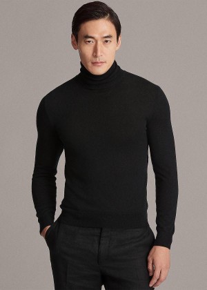 Swetry Ralph Lauren Cashmere Turtleneck Sweater Męskie Czarne | MTDQ3165