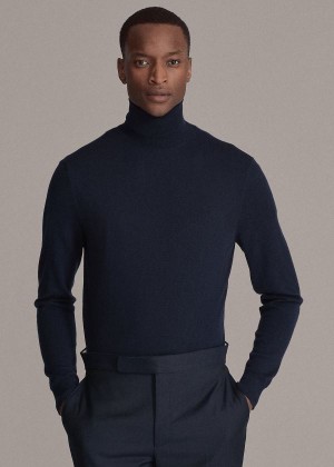 Swetry Ralph Lauren Cashmere Turtleneck Sweater Męskie Granatowe | OUDS9316