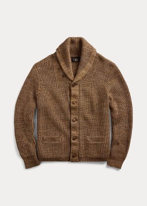 Swetry Ralph Lauren Cotton-Blend Shawl Cardigan Męskie Brązowe | LXPQ8067