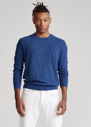 Swetry Ralph Lauren Cotton-Linen Sweater Męskie Indygo | CPYD1859