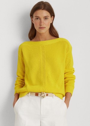 Swetry Ralph Lauren Cotton Boatneck Sweater Damskie Żółte | CMPW1818