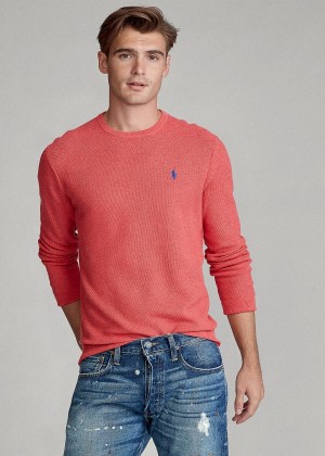 Swetry Ralph Lauren Cotton Crewneck Sweater Męskie Koralowe | MPWU5289