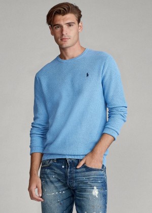 Swetry Ralph Lauren Cotton Crewneck Sweater Męskie Królewski Niebieski Niebieskie | UGFM2633