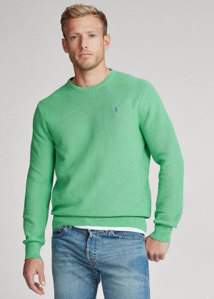 Swetry Ralph Lauren Cotton Crewneck Sweater Męskie Zielone | IZFB8272