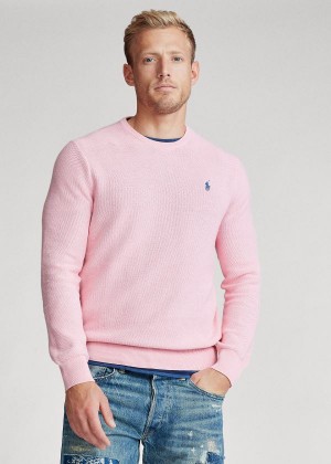 Swetry Ralph Lauren Cotton Crewneck Sweater Męskie Różowe | XBII0473