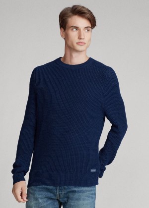 Swetry Ralph Lauren Cotton Crewneck Sweater Męskie Granatowe | HUCB5372