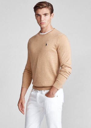 Swetry Ralph Lauren Cotton Crewneck Sweater Męskie Brązowe | TCYU0759