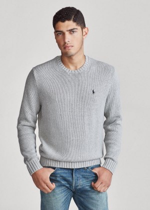 Swetry Ralph Lauren Cotton Crewneck Sweater Męskie Szare | RCNS5277