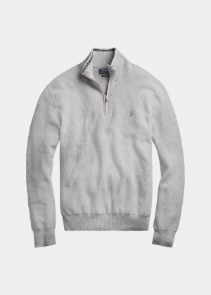 Swetry Ralph Lauren Cotton Half-Zip Sweater Męskie Szare | QQGN5280