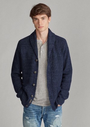 Swetry Ralph Lauren Cotton Shawl-Collar Cardigan Męskie Granatowe | GUFQ1927