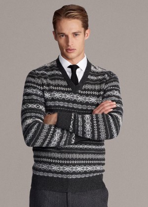 Swetry Ralph Lauren Fair Isle Cashmere Sweater Męskie Jasny Szare | ROJS0617