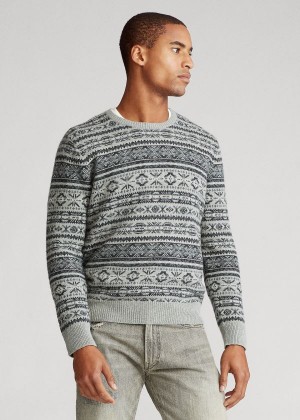 Swetry Ralph Lauren Fair Isle Cotton-Blend Sweater Męskie Szare | KOQK5213