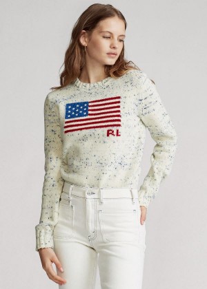 Swetry Ralph Lauren Flag Wool Sweater Damskie Kolorowe | SPNF7657