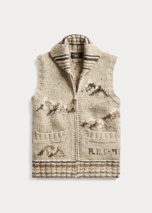 Swetry Ralph Lauren Hand-Knit Sweater Vest Męskie Kremowe Brązowe | NFBM4068