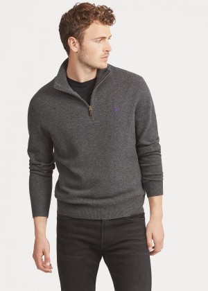 Swetry Ralph Lauren Merino Quarter-Zip Sweater Męskie Szare | HQSC1990