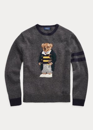 Swetry Ralph Lauren Polo Bear Wool Sweater Męskie Szare | PWIN2594