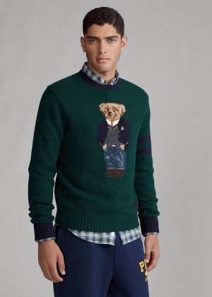 Swetry Ralph Lauren Preppy Bear Sweater Męskie Zielone | VQPN2685