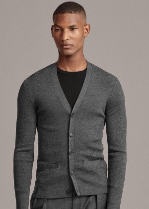 Swetry Ralph Lauren RLX Slim Fit Merino Cardigan Męskie Szare | MZHI1199