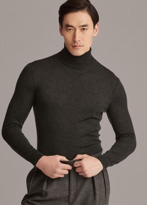 Swetry Ralph Lauren RLX Slim Ribbed Merino Sweater Męskie Szare | RMUR6067