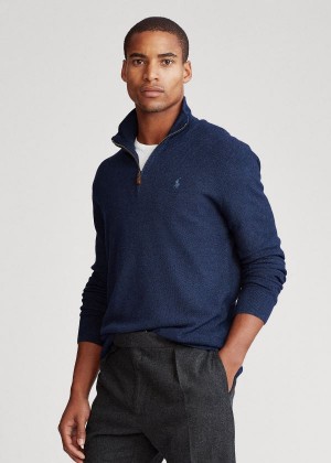 Swetry Ralph Lauren Silk Quarter-Zip Sweater Męskie Granatowe | OMQR6400