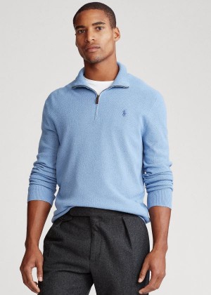 Swetry Ralph Lauren Silk Quarter-Zip Sweater Męskie Królewski Niebieski Niebieskie | HBAL7963