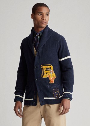 Swetry Ralph Lauren The Tiger Cardigan Męskie Granatowe Kremowe | UUYM0134