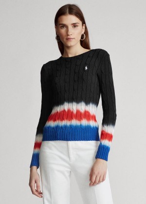 Swetry Ralph Lauren Tie-Dye Cable-Knit Sweater Damskie Czarne Kolorowe | PMXB5302