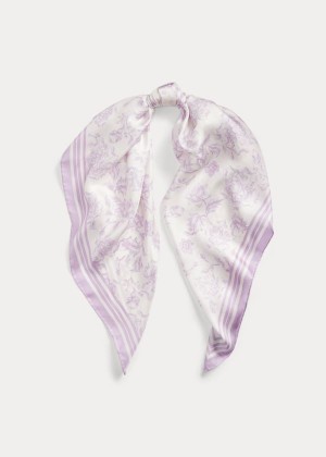 Szaliki Ralph Lauren Alexa Floral Silk Scarf Damskie Kremowe Różowe | SWOH3612