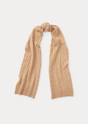 Szaliki Ralph Lauren Cable-Knit Cashmere Scarf Damskie Brązowe | UYUY7169