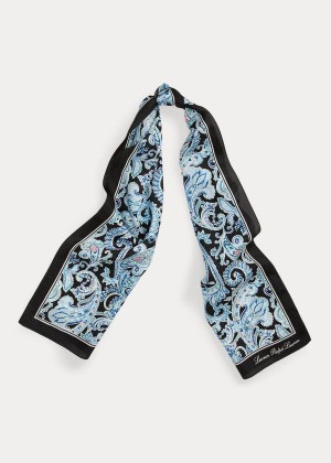 Szaliki Ralph Lauren Christina Silk Scarf Damskie Czarne | QDPZ6305