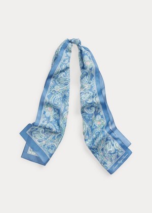 Szaliki Ralph Lauren Christina Silk Scarf Damskie Niebieskie | HIOT5706