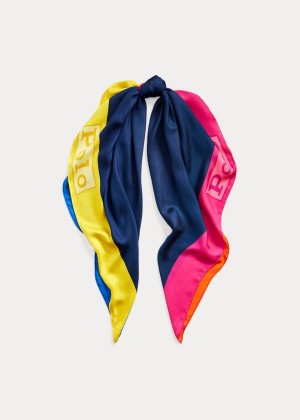 Szaliki Ralph Lauren Color-Blocked Scarf Damskie Granatowe Kolorowe | ZSHR8976