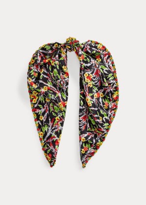 Szaliki Ralph Lauren Daisy Silk Scarf Damskie Czarne Kolorowe | QIHR4127