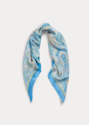 Szaliki Ralph Lauren Erica Silk Scarf Damskie Niebieskie | EMFT7628