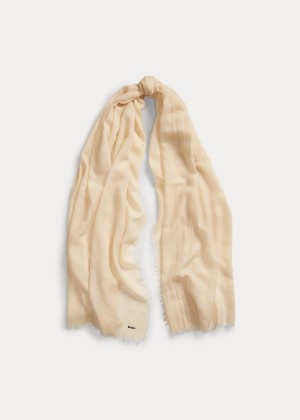 Szaliki Ralph Lauren Fringe Wool-Blend Scarf Damskie Białe | KOBK8888