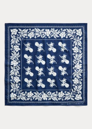 Szaliki Ralph Lauren Indigo Print Cotton Bandanna Damskie Indygo Kremowe | FKCW0833