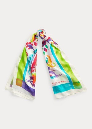 Szaliki Ralph Lauren Jessica Silk Twill Scarf Damskie Kremowe | HBZK4206