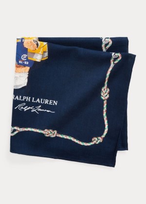 Szaliki Ralph Lauren Nautical Bear Cotton Bandanna Męskie Granatowe Kolorowe | HMJS0967