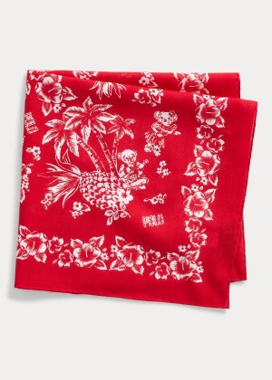 Szaliki Ralph Lauren Tropical Bear Cotton Bandanna Męskie Czerwone | KKXJ5960