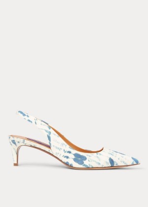 Szpilki Ralph Lauren Cleo Print Cotton Pump Damskie Niebieskie Białe | KGCM5255