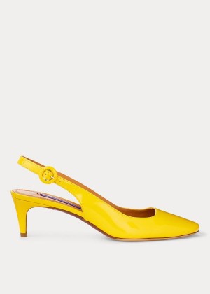 Szpilki Ralph Lauren Ember Patent Slingback Damskie Żółte | WXJA3992