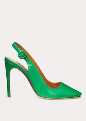 Szpilki Ralph Lauren Emersyn Patent Slingback Damskie Zielone | QOWW9178