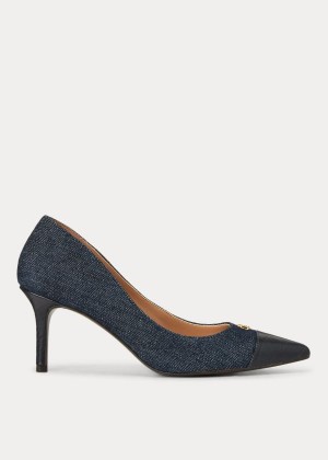 Szpilki Ralph Lauren Lanette Cap-Toe Denim Pump Damskie Granatowe | JCOY3427