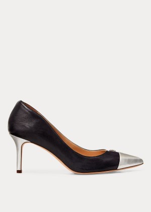 Szpilki Ralph Lauren Lanette Leather Toe-Cap Pump Damskie Granatowe Głęboka Srebrne | PNCG8694