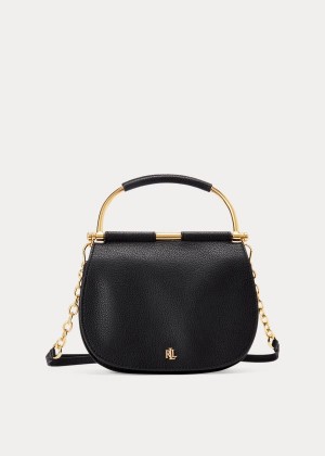 Torba Satchel Ralph Lauren Mini Leather Round Satchel Damskie Czarne | UQYF6253