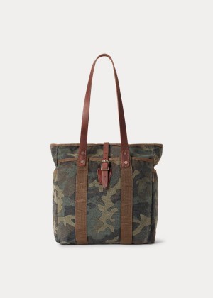 Torby Ralph Lauren Camouflage Cotton Canvas Tote Męskie Oliwkowe | WEVD4453