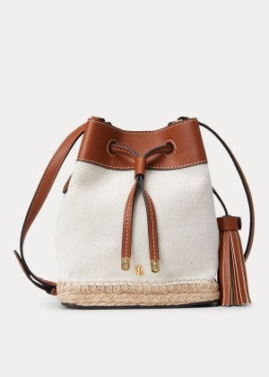 Torby Ralph Lauren Canvas Mini Debby Drawstring Damskie Kremowe Brązowe | RVQB0400