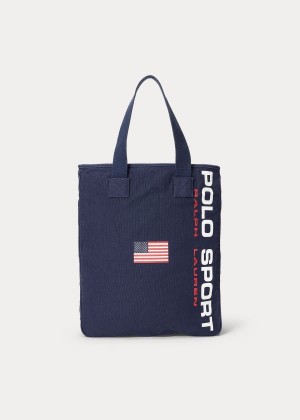 Torby Ralph Lauren Canvas Polo Sport Tote Męskie Granatowe | IDIB5358