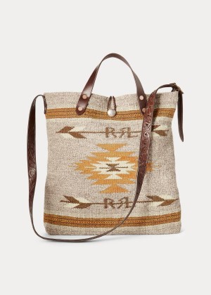 Torby Ralph Lauren Handwoven Southwestern Tote Męskie Beżowe Kolorowe | WXAV3145